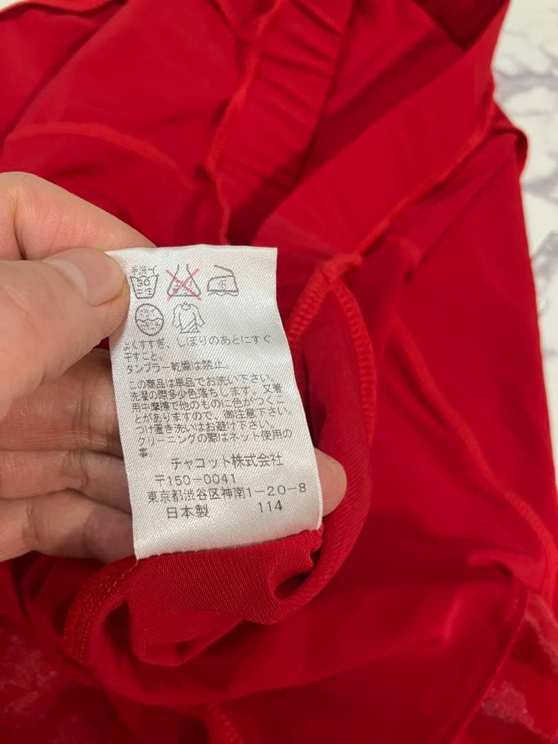社交ダンススカート 赤 シフォン フリルスカート M 日本製　美品　ラテン