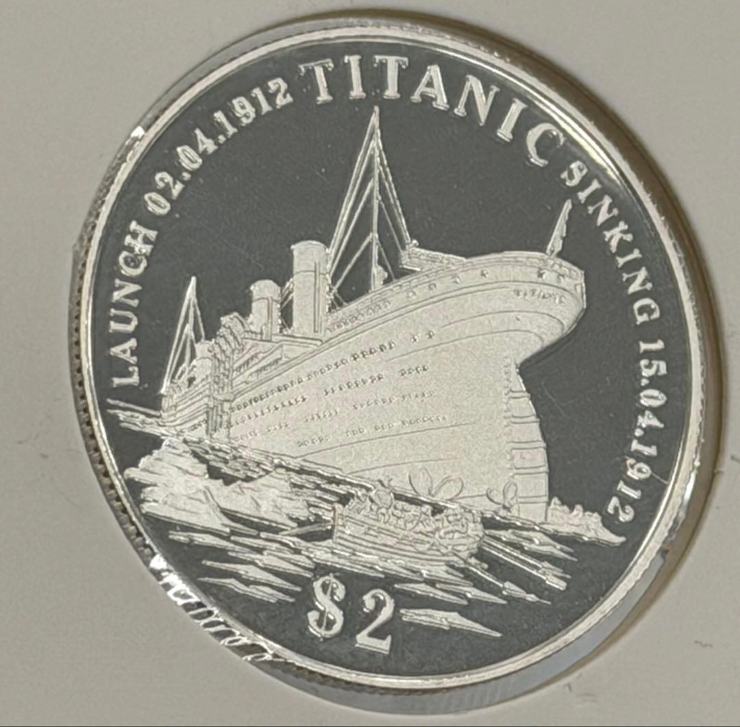 1998年キリバス共和国タイタニック沈没記念2ドルプルーフ銀貨 （未使用）