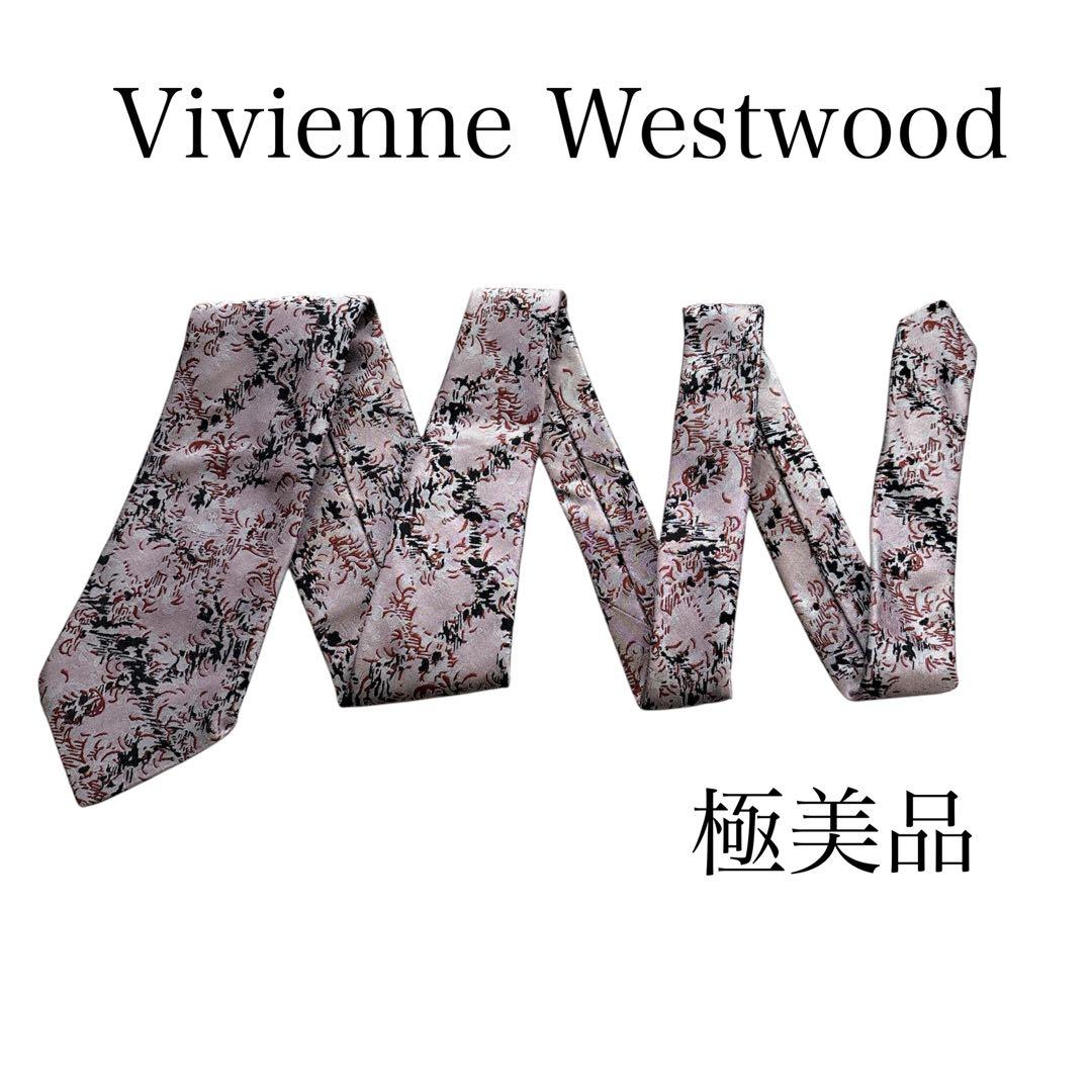 極美品✨ Vivienne Westwood ネクタイ　ピンク系 オーブ柄 希少