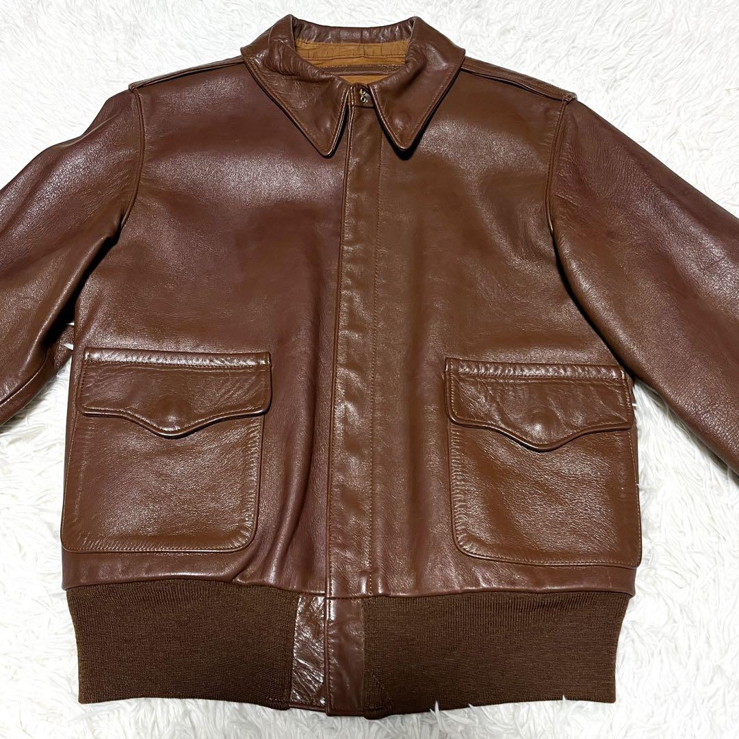初期 バズリクソンズ A-2 レザージャケット ホースハイド 馬革 リブ良好！