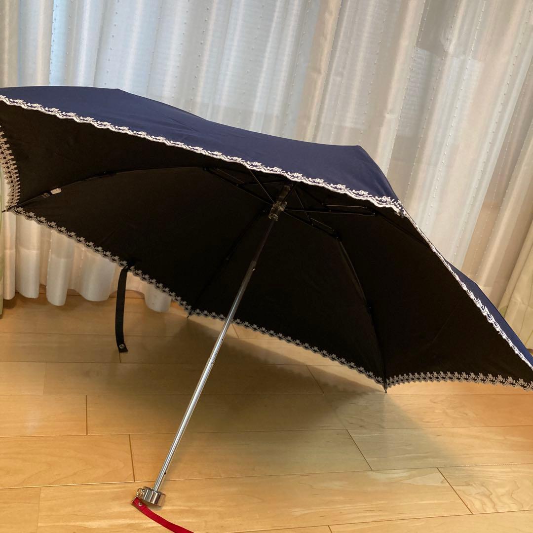 美品ポロラルフローレン 折り畳み日傘ネイビー晴雨兼用/遮光UV99%紺ポニー刺繍