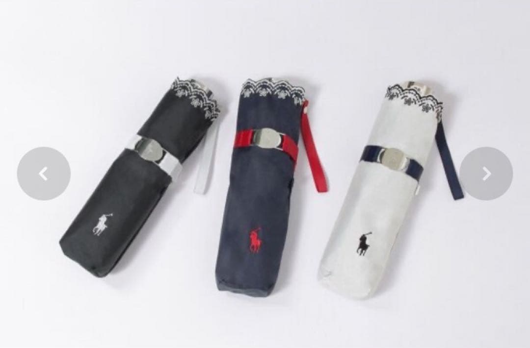 美品ポロラルフローレン 折り畳み日傘ネイビー晴雨兼用/遮光UV99%紺ポニー刺繍