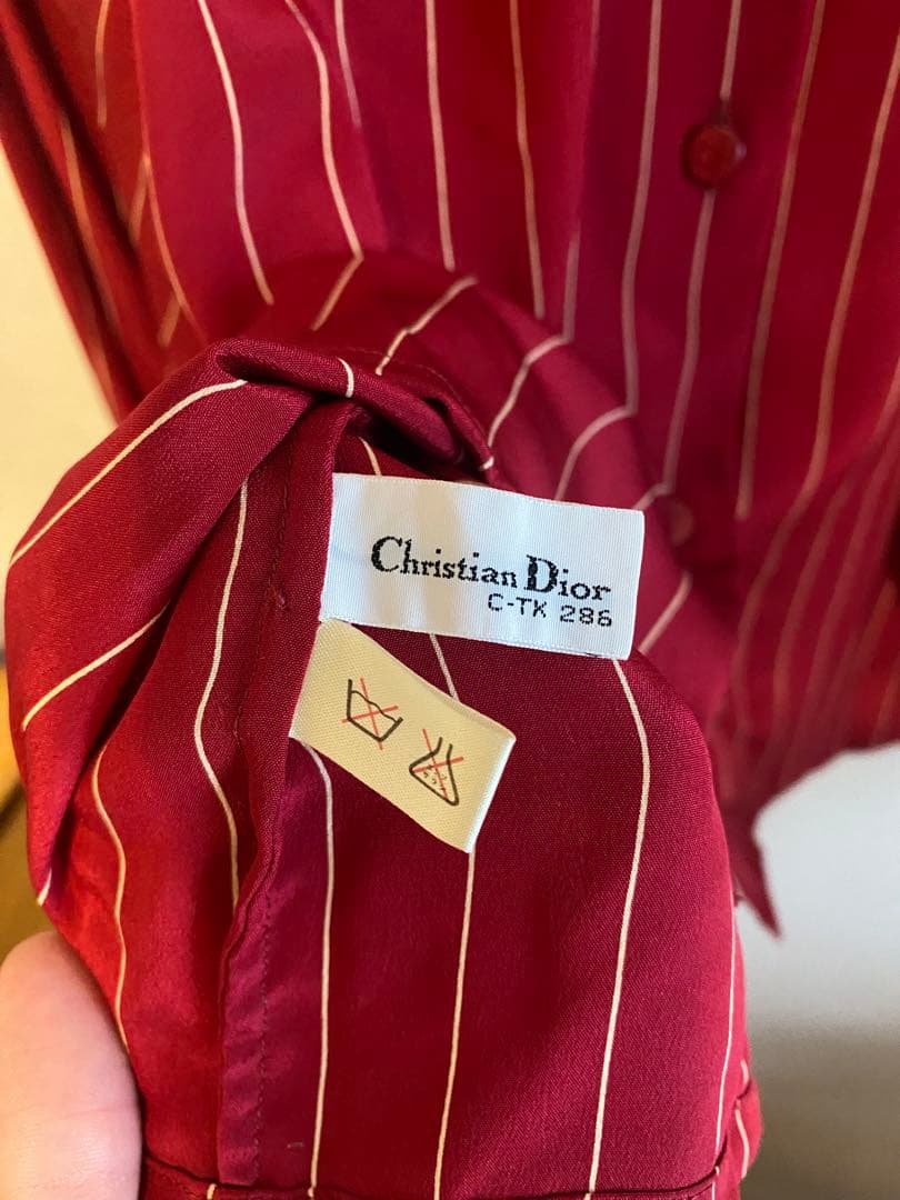 Christian Dior ヴィンテージ ブラウス 絹100％ ストライプ M