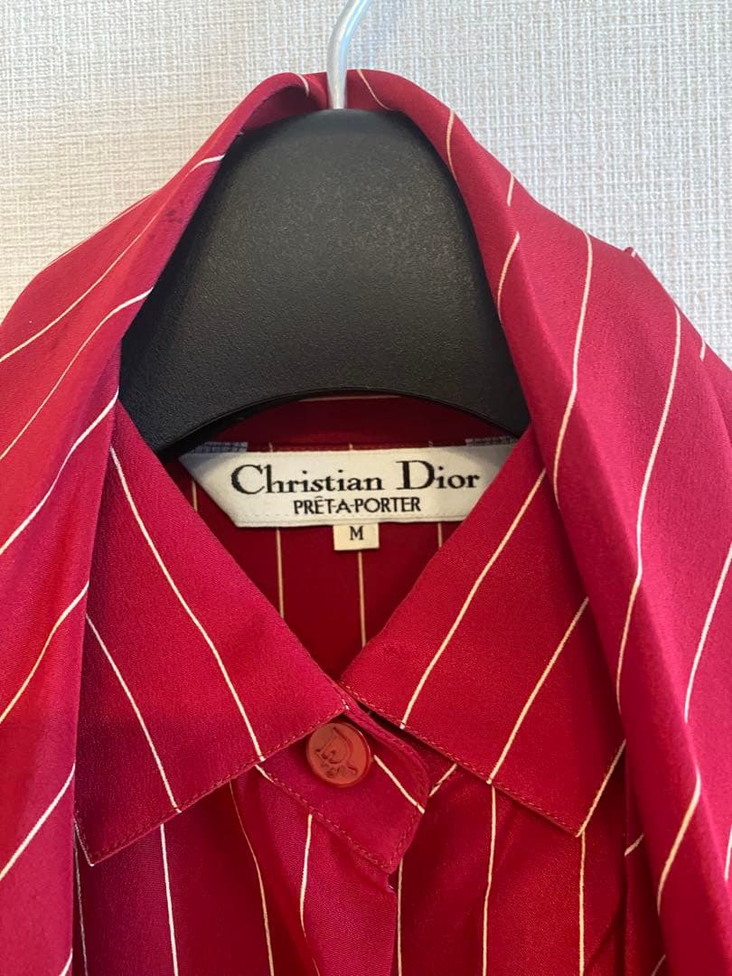 Christian Dior ヴィンテージ ブラウス 絹100％ ストライプ M