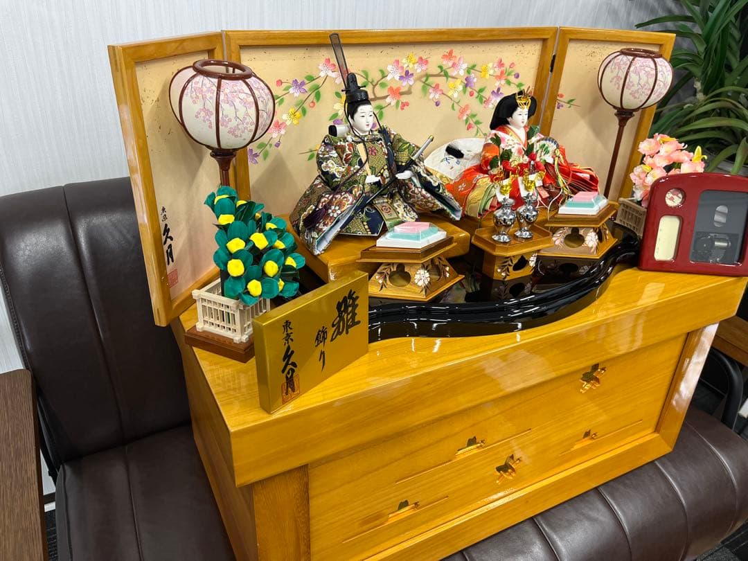 久月　雛人形　親王飾り　雅　木目桐収納　極美品