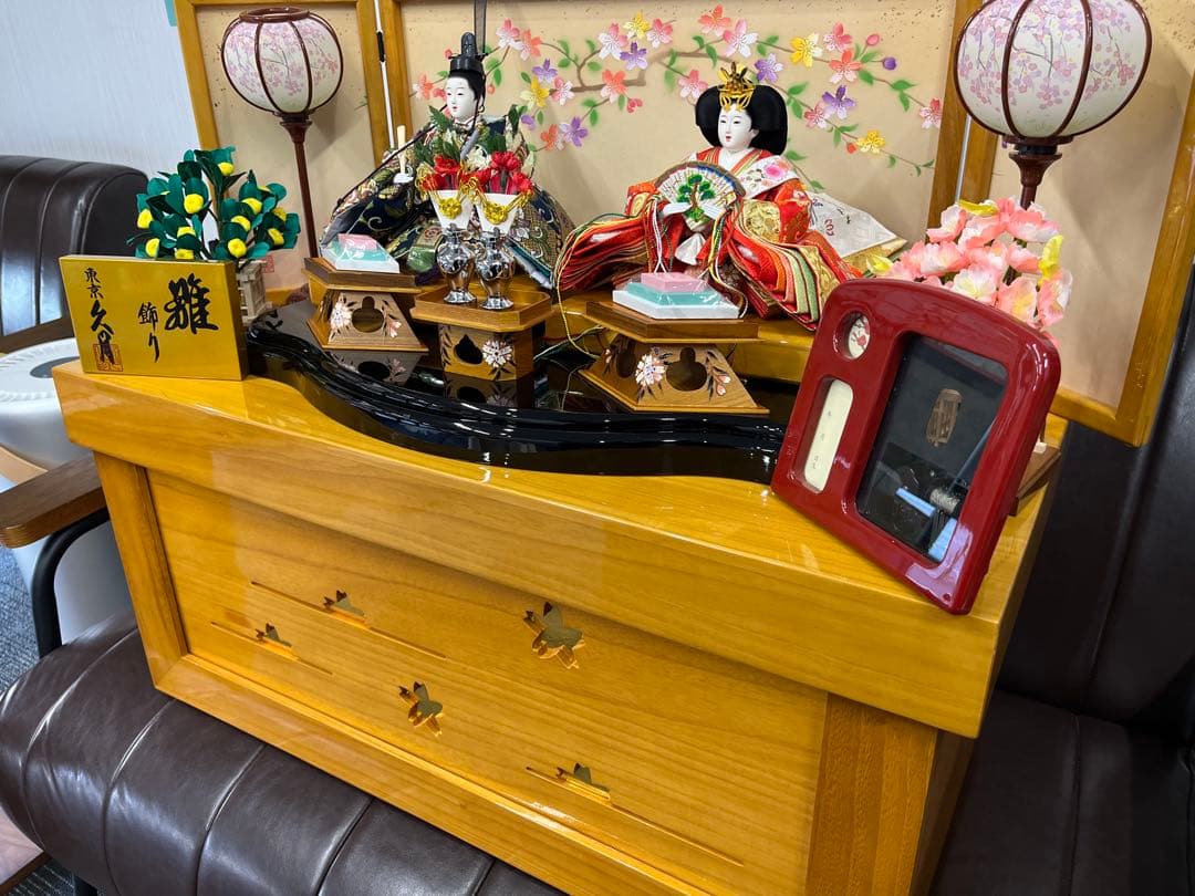 久月　雛人形　親王飾り　雅　木目桐収納　極美品