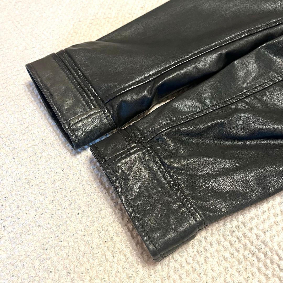 ［美品］HUGO BOSS レザージャケットライダースXL BL 牛革