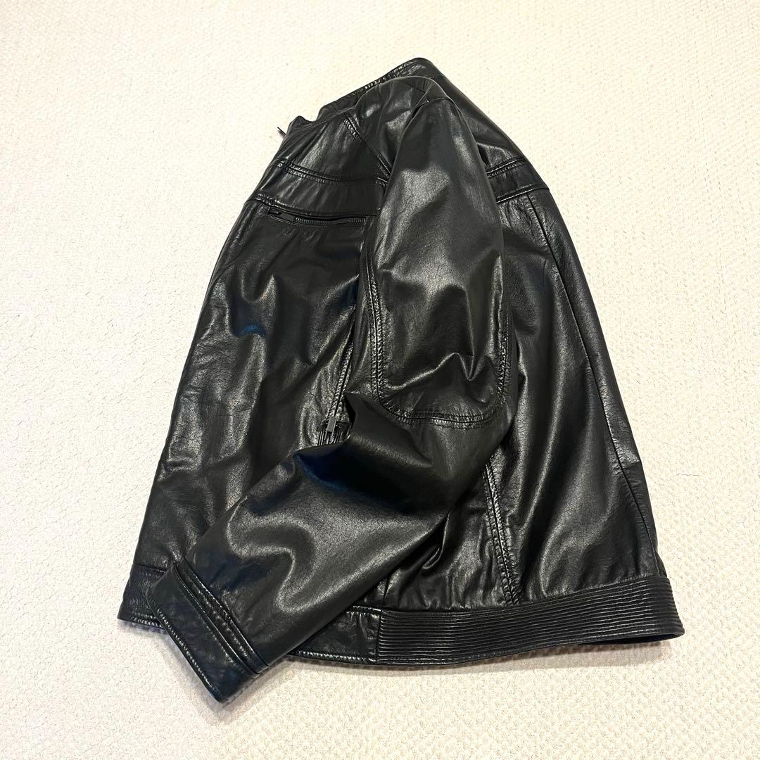 ［美品］HUGO BOSS レザージャケットライダースXL BL 牛革