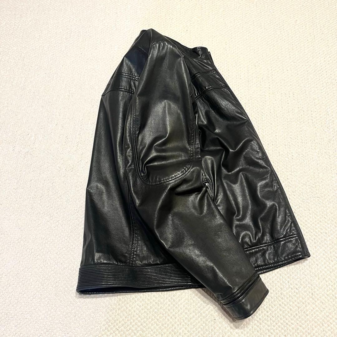 ［美品］HUGO BOSS レザージャケットライダースXL BL 牛革