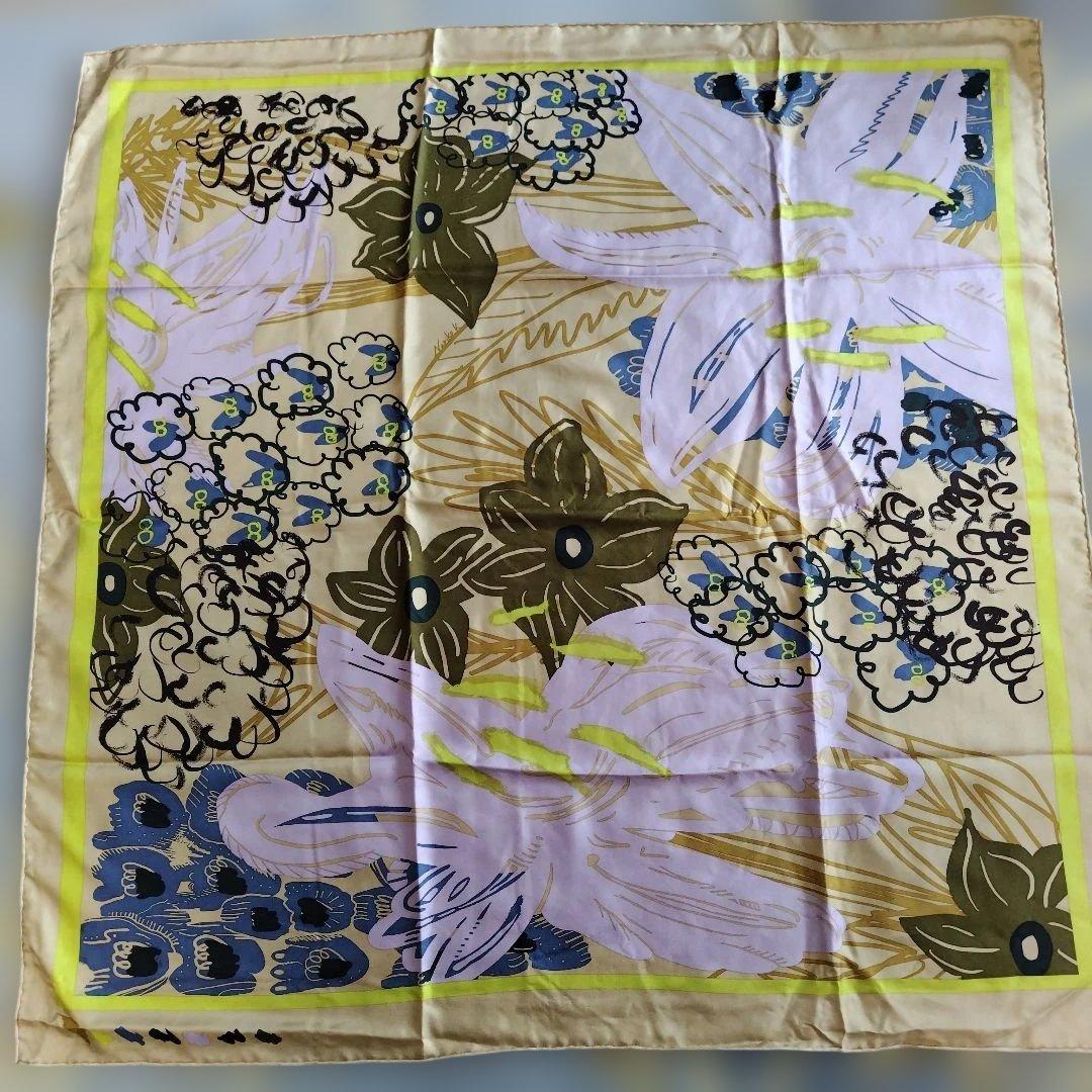 manipuri シルク花柄スカーフ