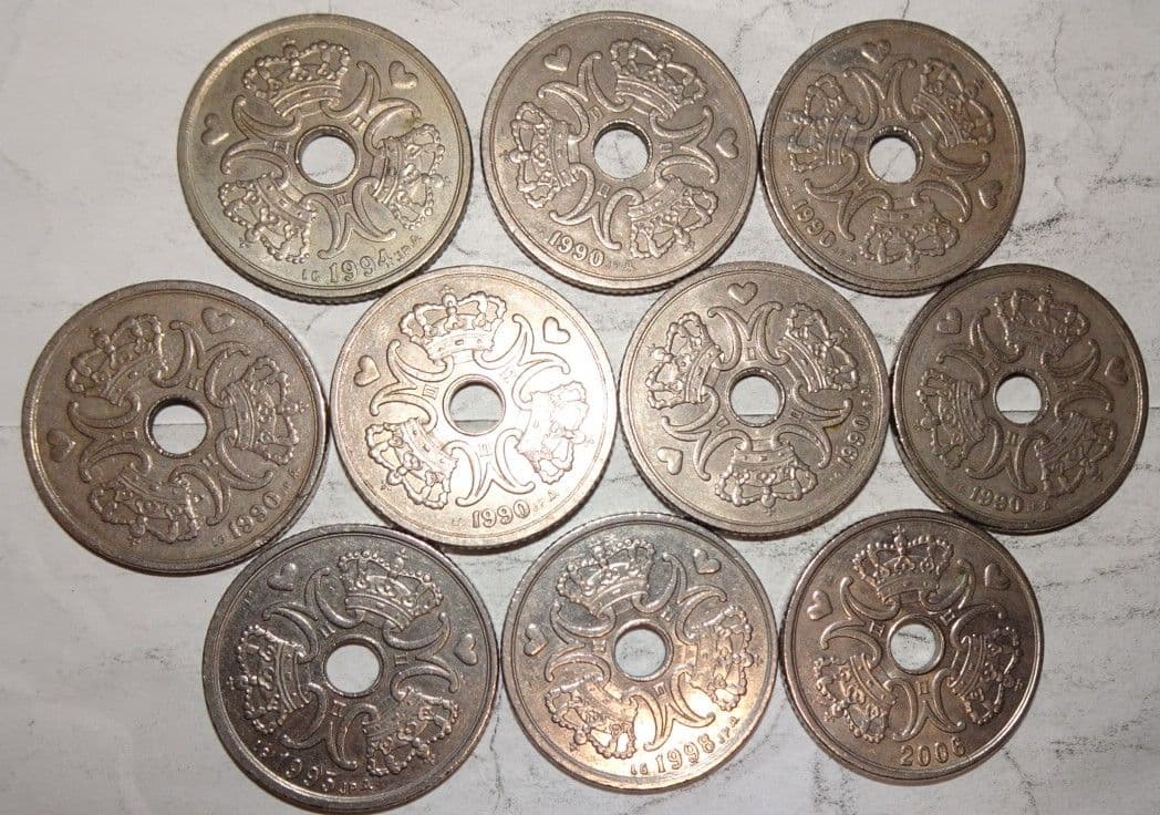 デンマーク硬貨【5クローネ 10枚】約28mm c
