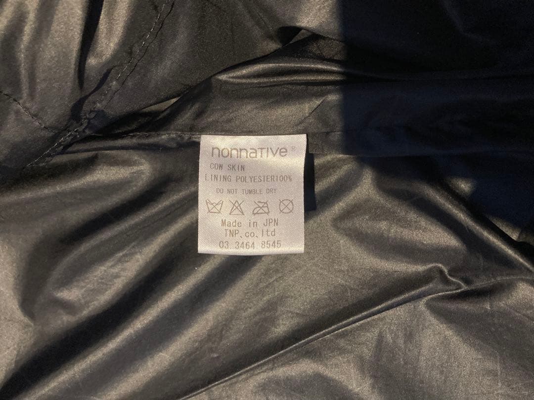 ノンネイティブ ブラックレザージャケット シングル　襟付き