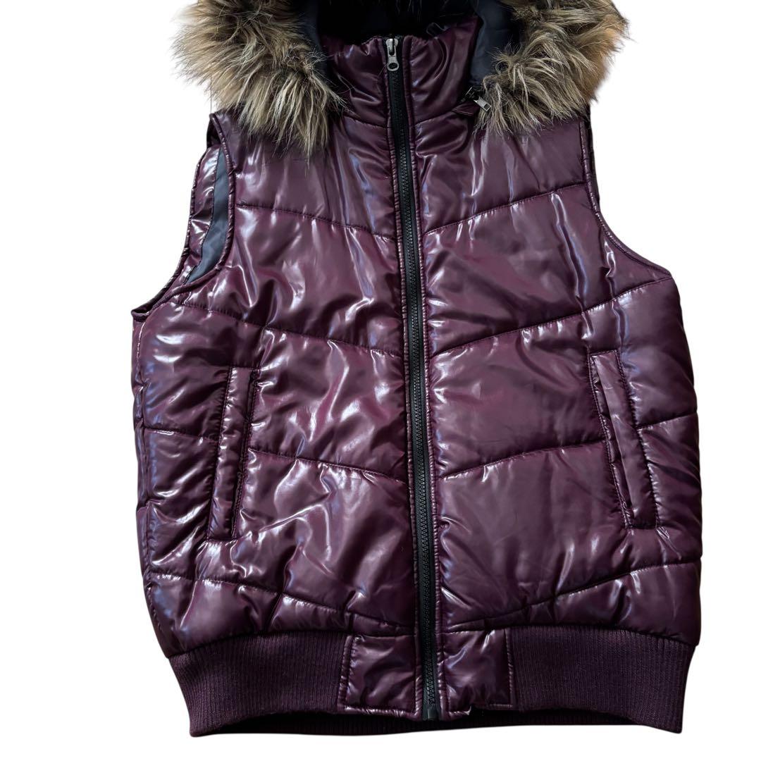 archive grunge fur down vest 紫 L