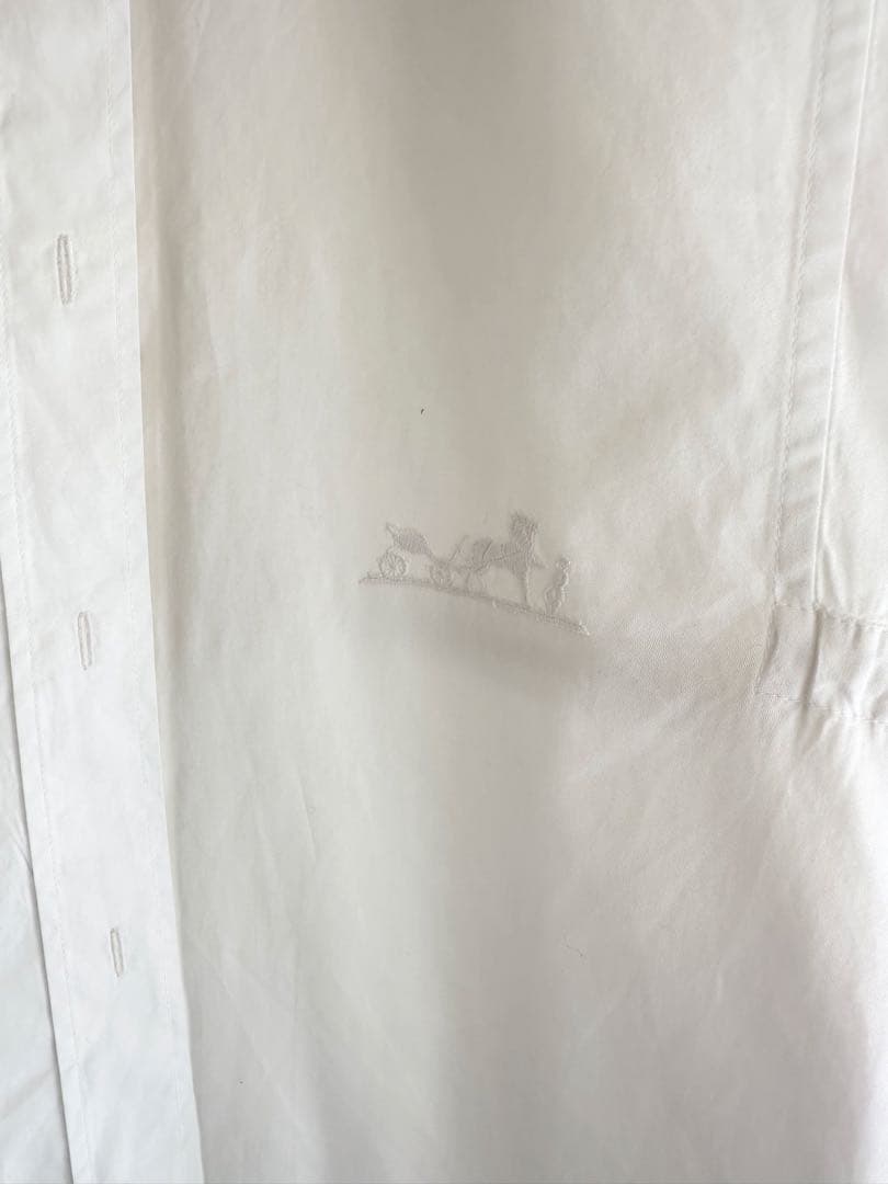 Ｋ*M様 HERMES エルメス シャツブラウス ホワイト 刺繍 コットン