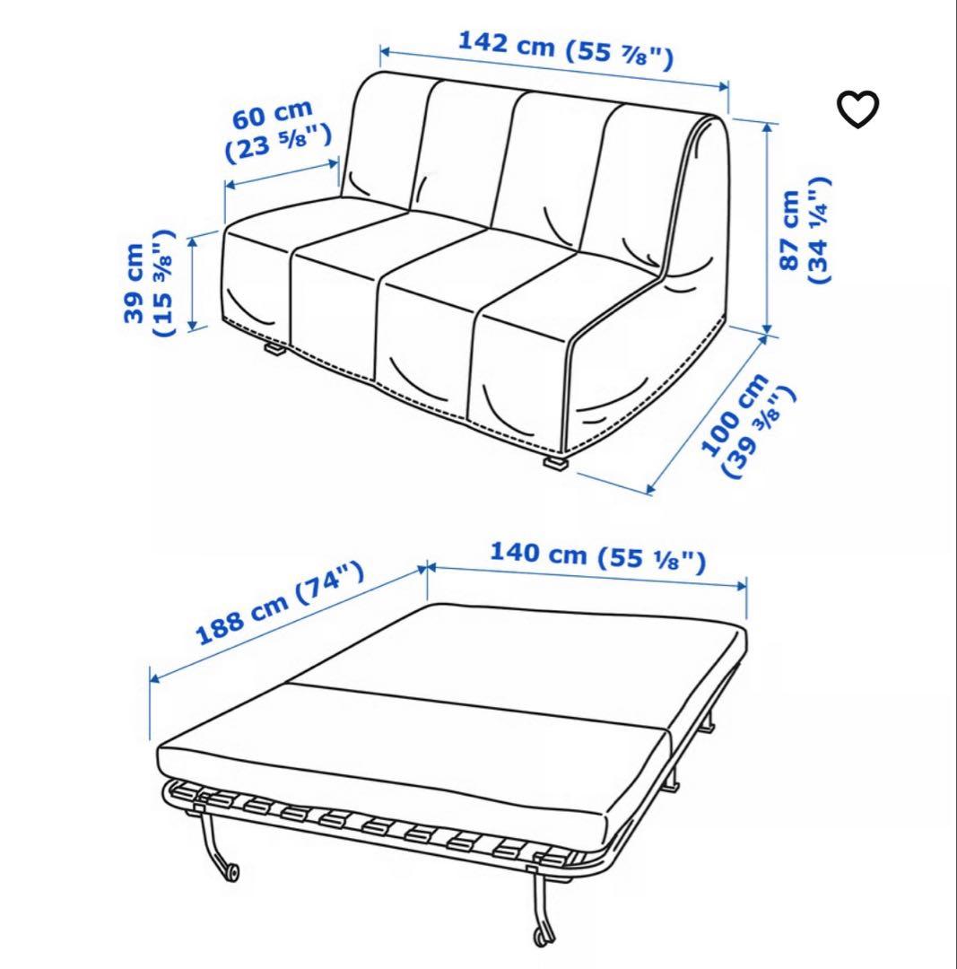 【横浜市内配達】IKEA リクセーレ ローボース 2人掛け　ソファベッド　ダブル