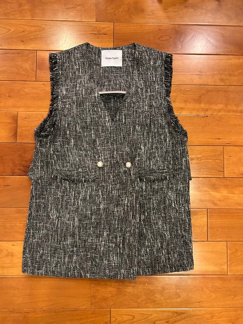 エマテイラー ツイード ジレ ベストvery 卒業 入学 バックラッフル