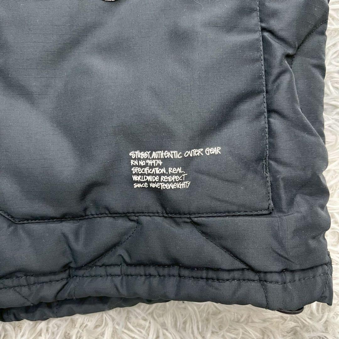 【STUSSY ステューシーダウンベスト中綿キルティンググレーM】