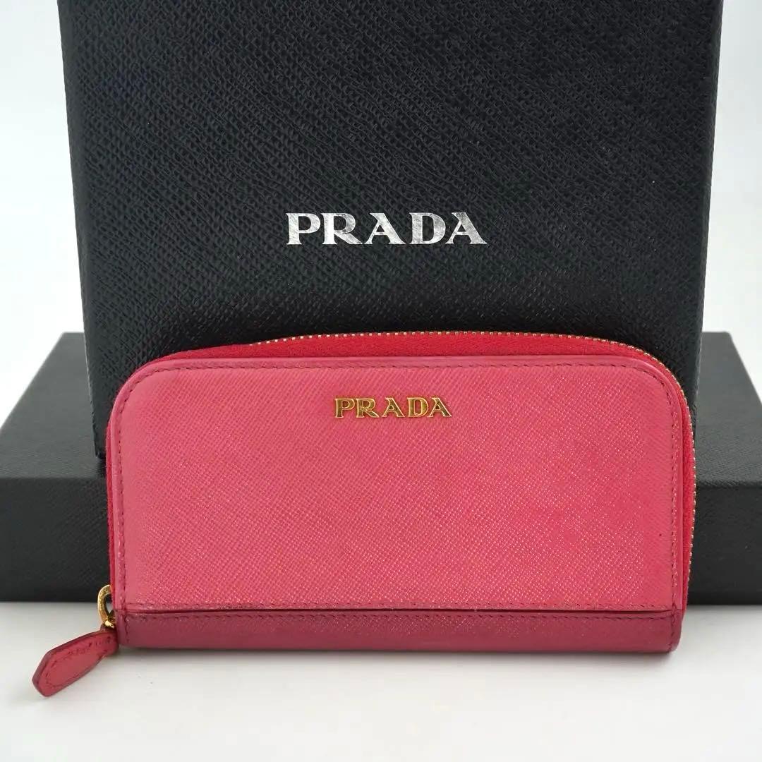 【未使用に近い】PRADA サフィアーノ　バイカラー　6連　キーケース