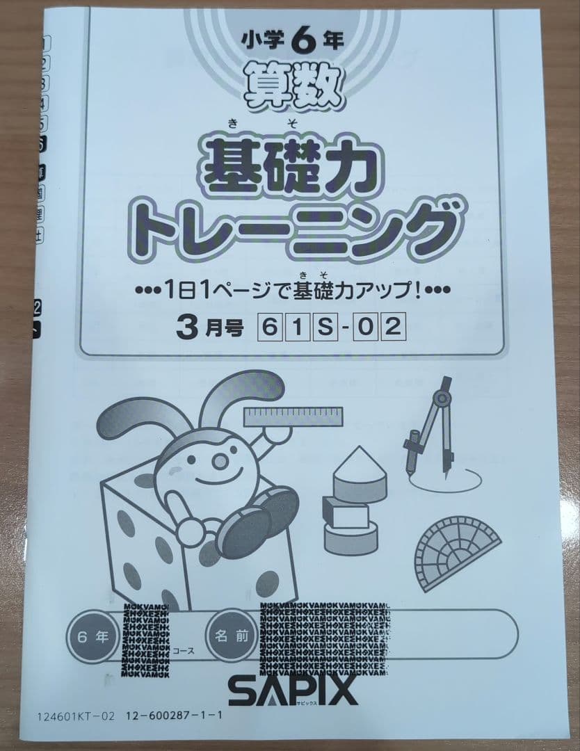SAPIX　小学6年　基礎力トレーニング　2024年度版　書き込み無し