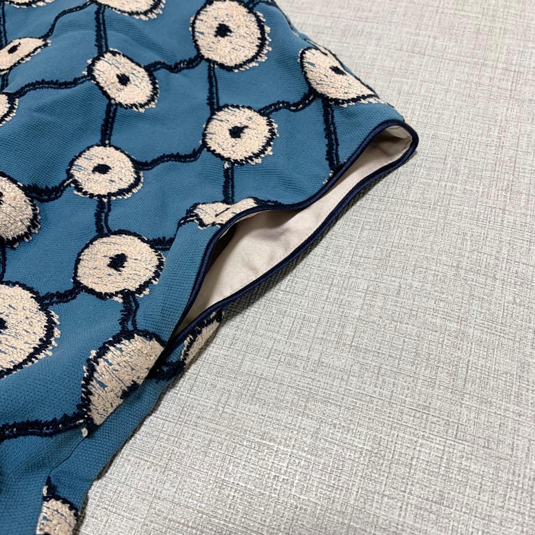 ミナペルホネン フレンチスリーブワンピース コパン 総柄刺繍 40