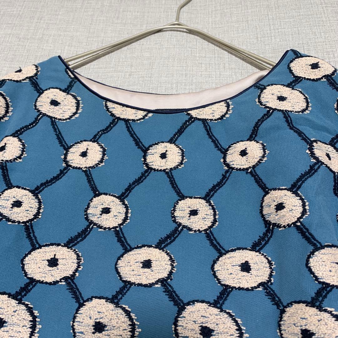 ミナペルホネン フレンチスリーブワンピース コパン 総柄刺繍 40