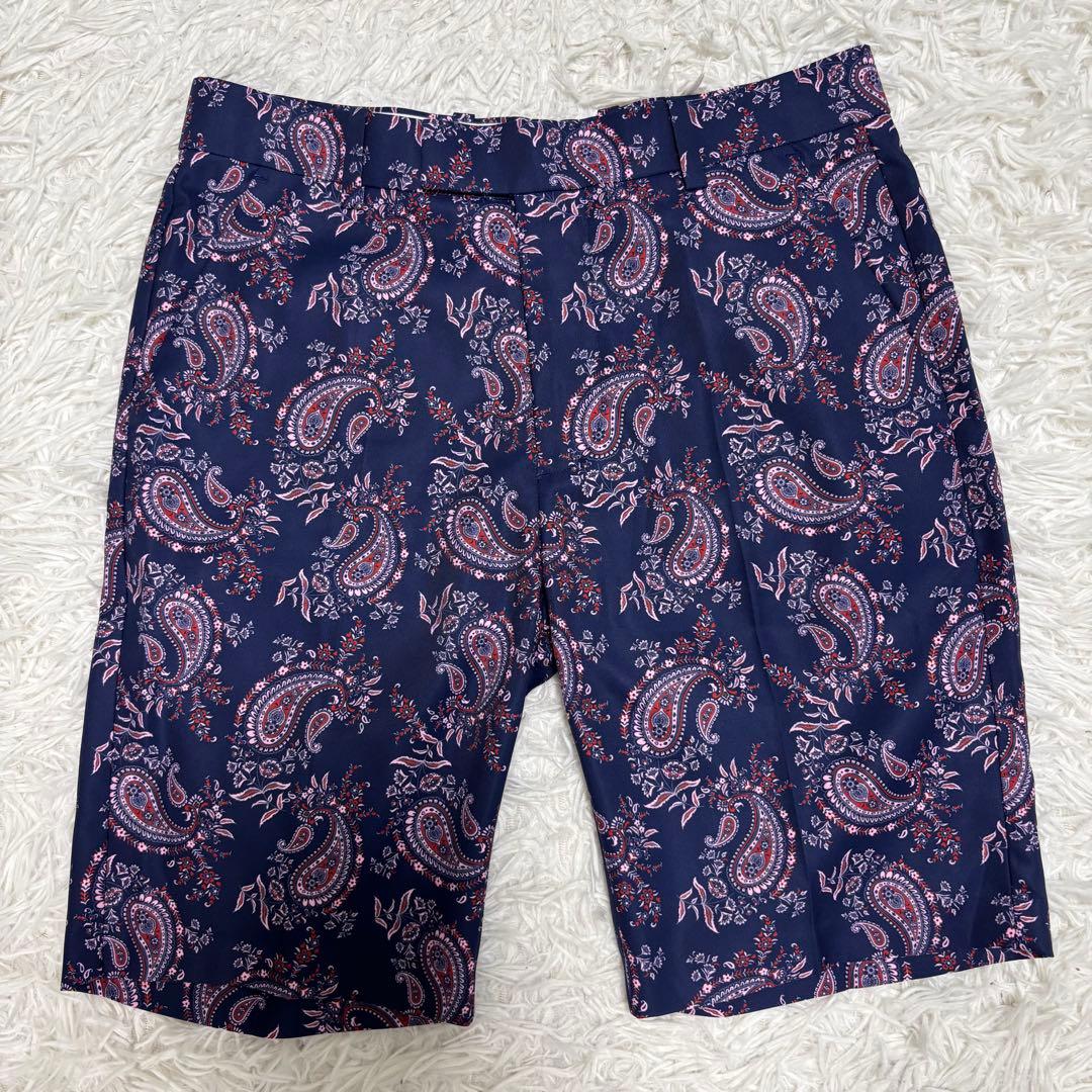 G FORE ゴルフ ハーフパンツ ショートパンツ ペイズリー バンダナ 紺
