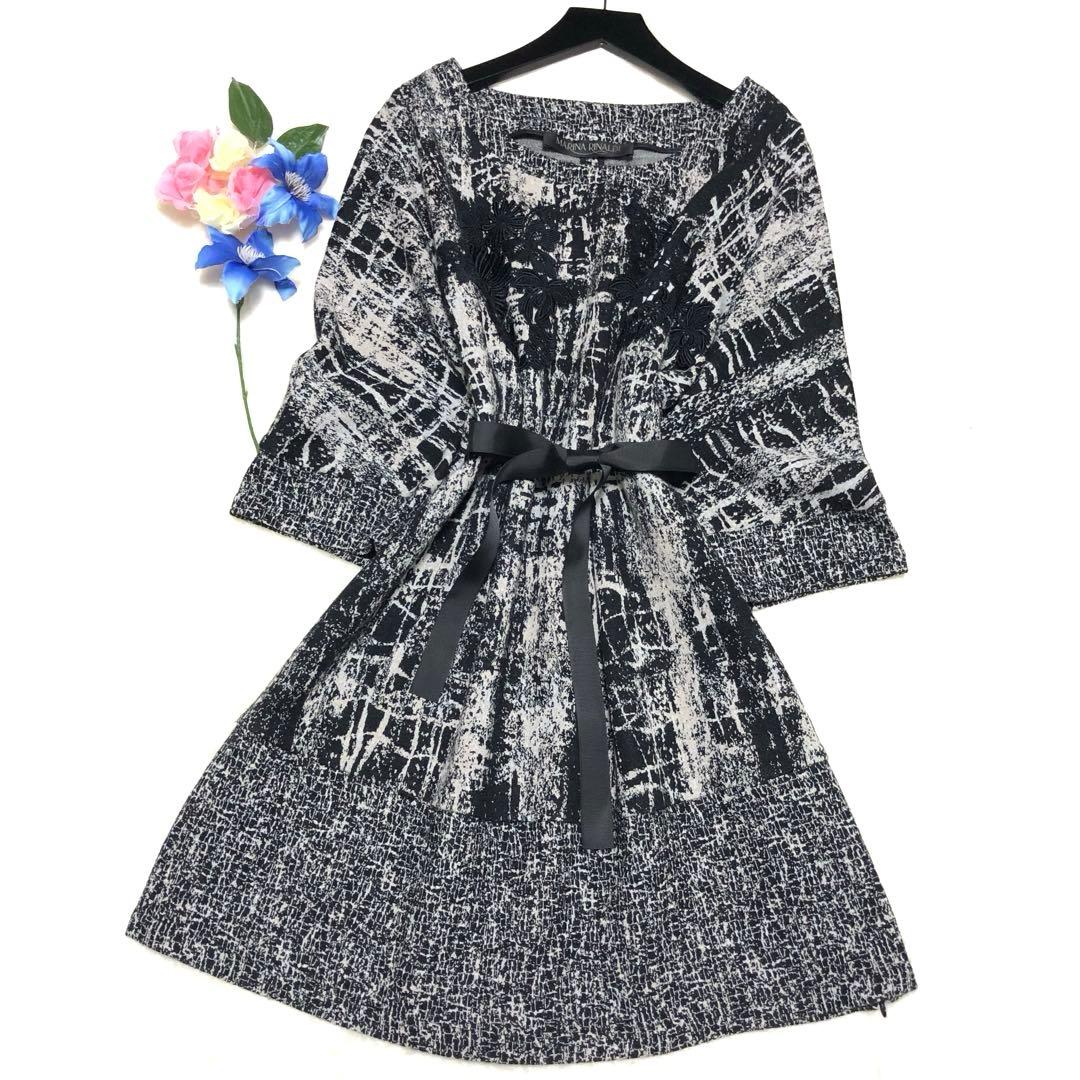 新品未使用　マリナリナルディ　ロングワンピース　刺繍　花柄　ウール　厚め生地✨