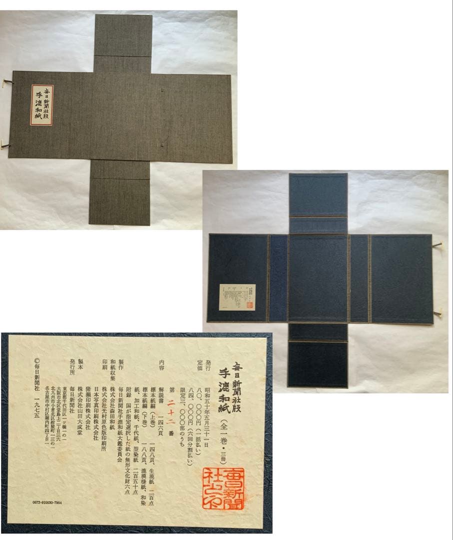 『手漉和紙』毎日新聞版　S50年　生漉紙他450点　日本の手漉和紙の集大成　民藝