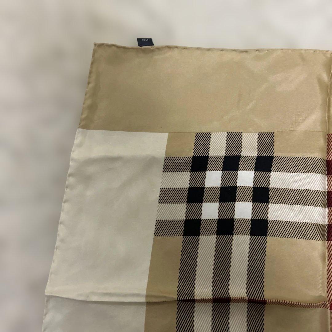 バーバリー　シルクスカーフ　ノバチェック　レッド×ベージュ　タグ付き未使用❣️