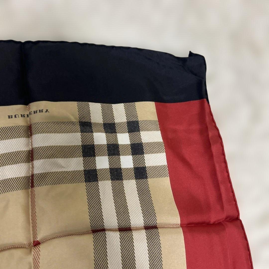 バーバリー　シルクスカーフ　ノバチェック　レッド×ベージュ　タグ付き未使用❣️