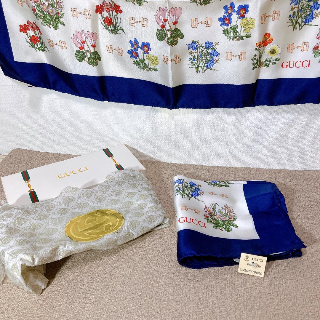 未使用 GUCCI オールドグッチ スカーフ 花柄 2枚セット