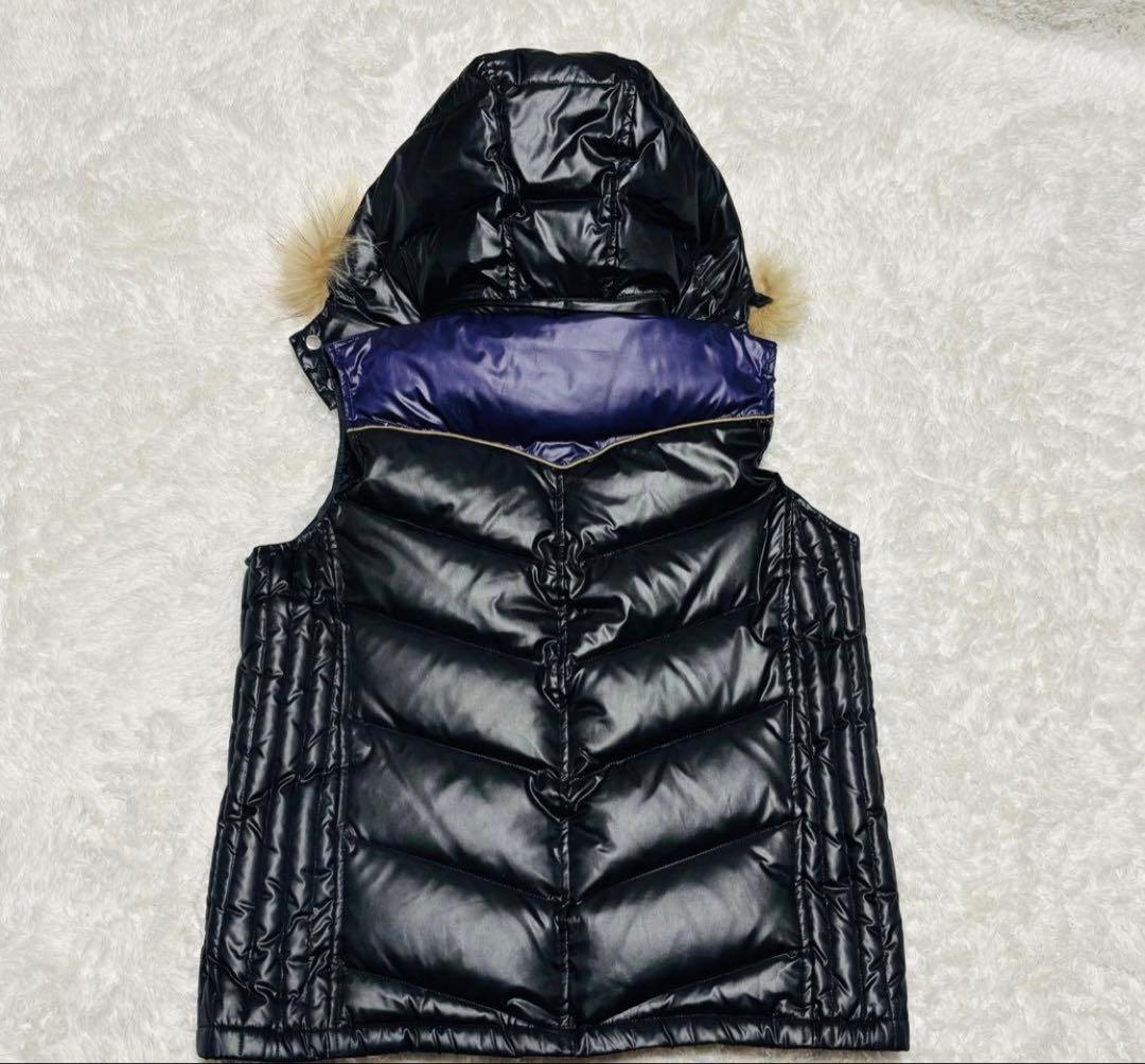 swag y2k 00s ダウンベスト 黒 紫 光沢 短丈 肉厚 平成