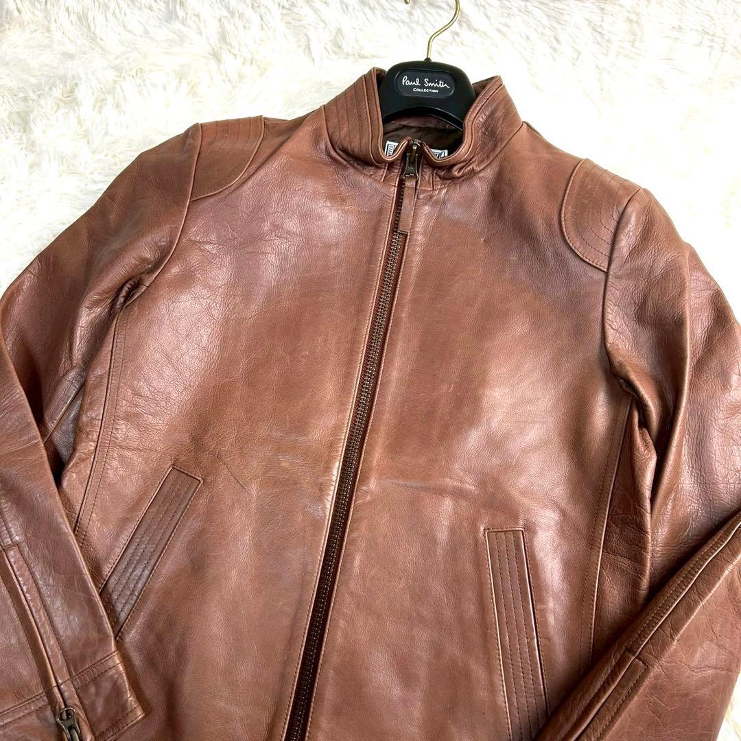 美品 ザダファーオブセントジョージ レザーシングルライダースジャケット 本革 L