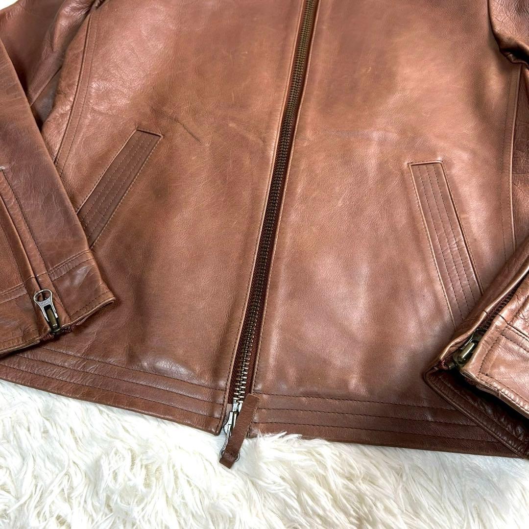 美品 ザダファーオブセントジョージ レザーシングルライダースジャケット 本革 L