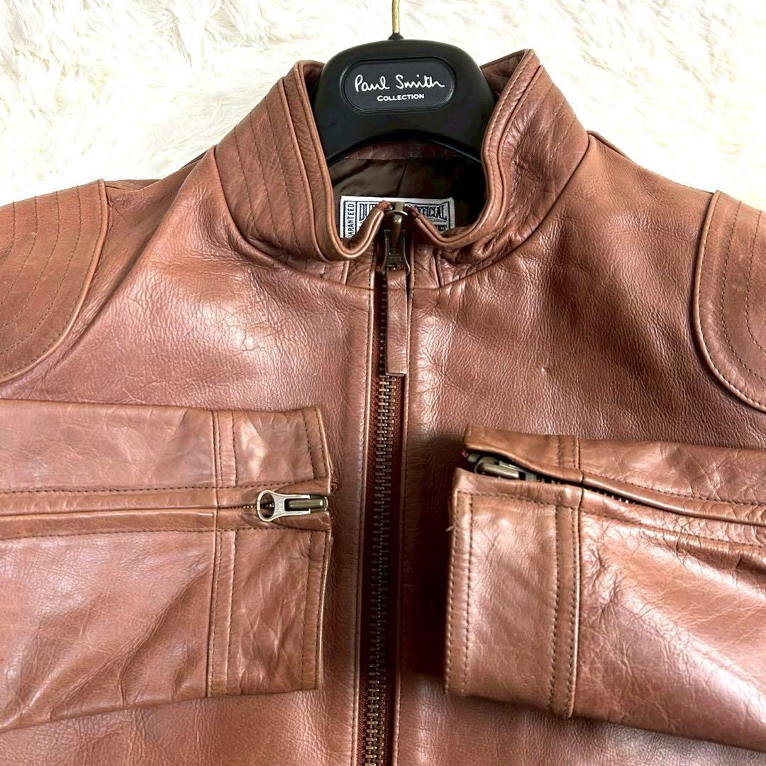 美品 ザダファーオブセントジョージ レザーシングルライダースジャケット 本革 L