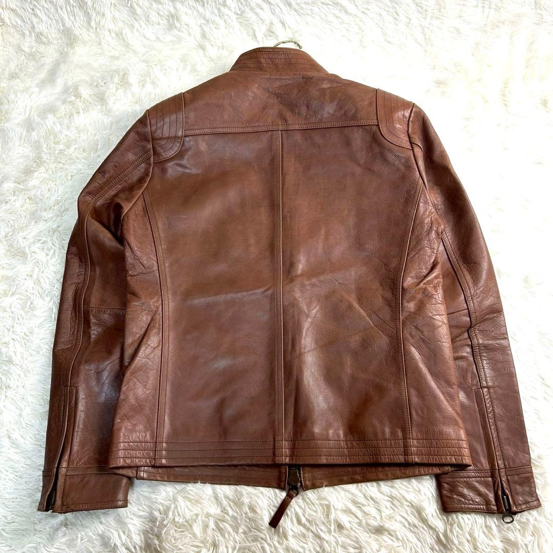 美品 ザダファーオブセントジョージ レザーシングルライダースジャケット 本革 L