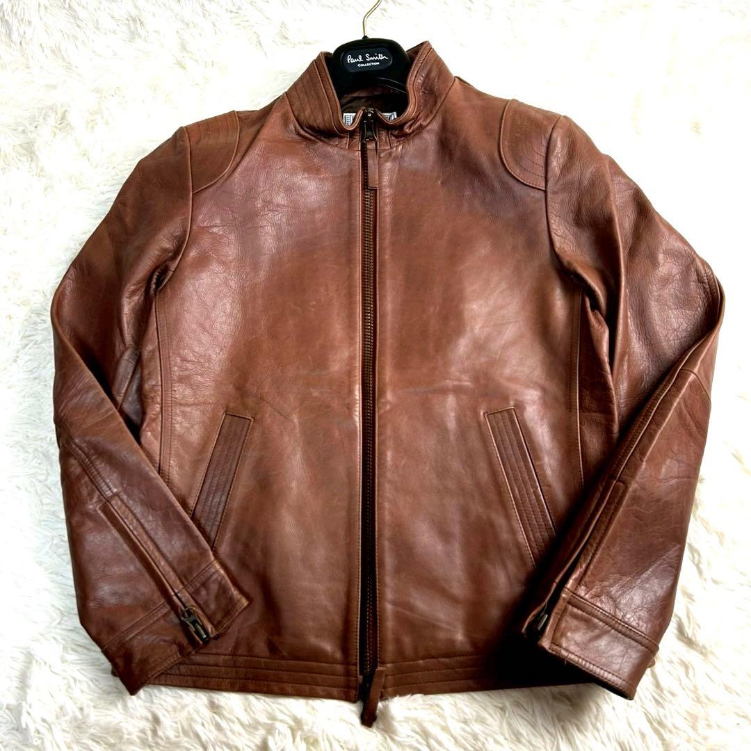 美品 ザダファーオブセントジョージ レザーシングルライダースジャケット 本革 L