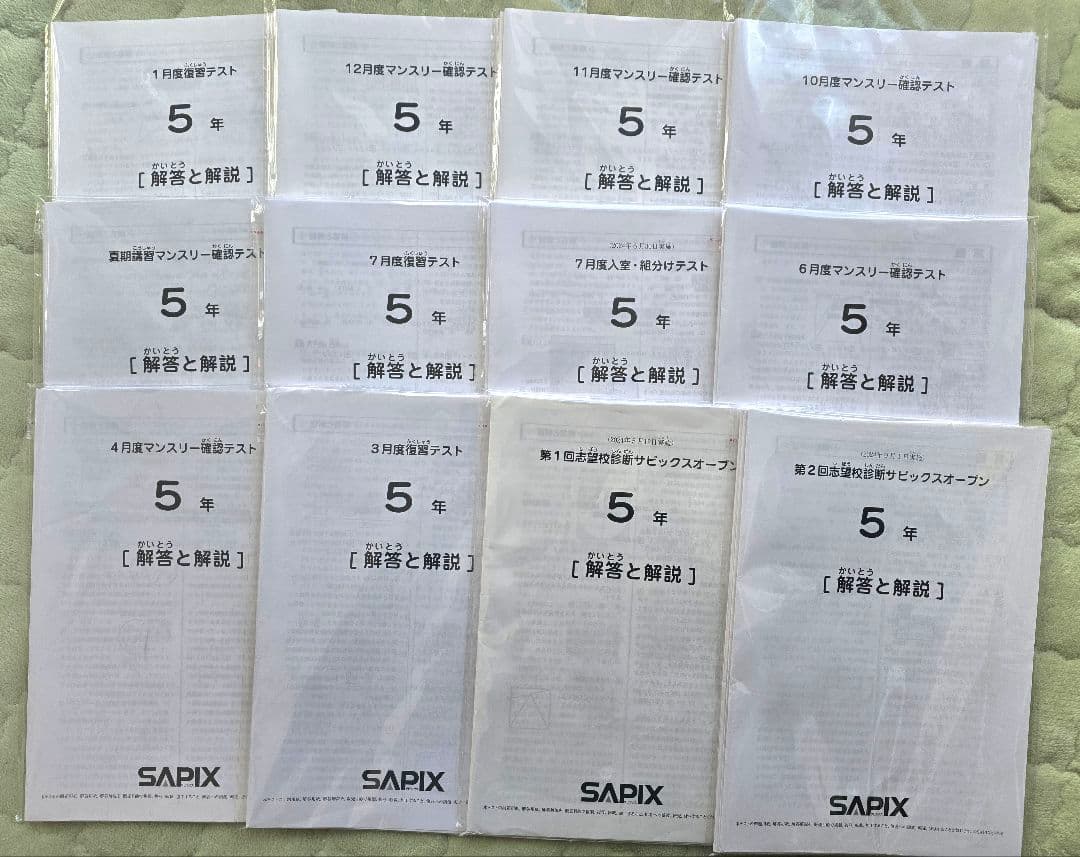 【成績データ付/全12回】SAPIX 5年生 組分け確認復習マンスリー