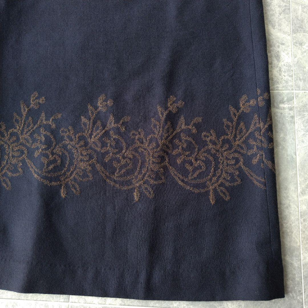 001 ヴーム vm パラスパレス ウール 刺繍 ワンピース ネイビー