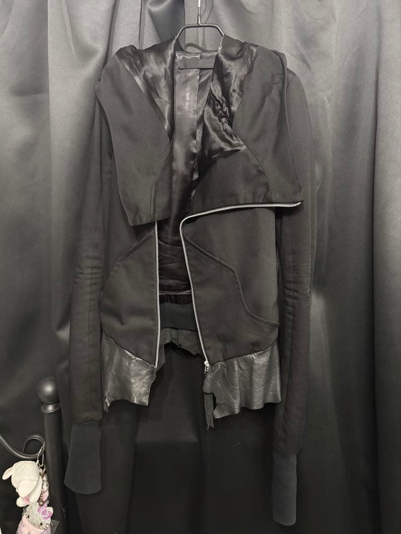 EKAM 00s archive jacket レザー×ツイル フードジャケット