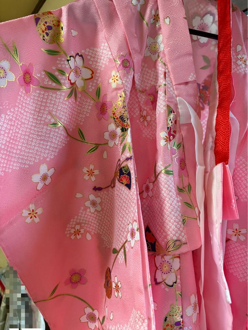 七五三着物　3歳　フルセット　鞠　花柄　ピンク　白