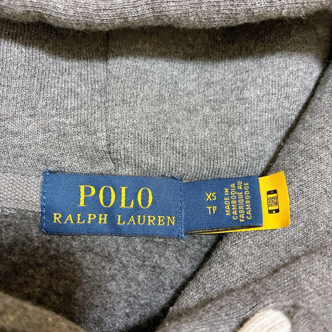 Ralph Laurenグレーパーカーレディースフーディホース刺繍ラルフローレン