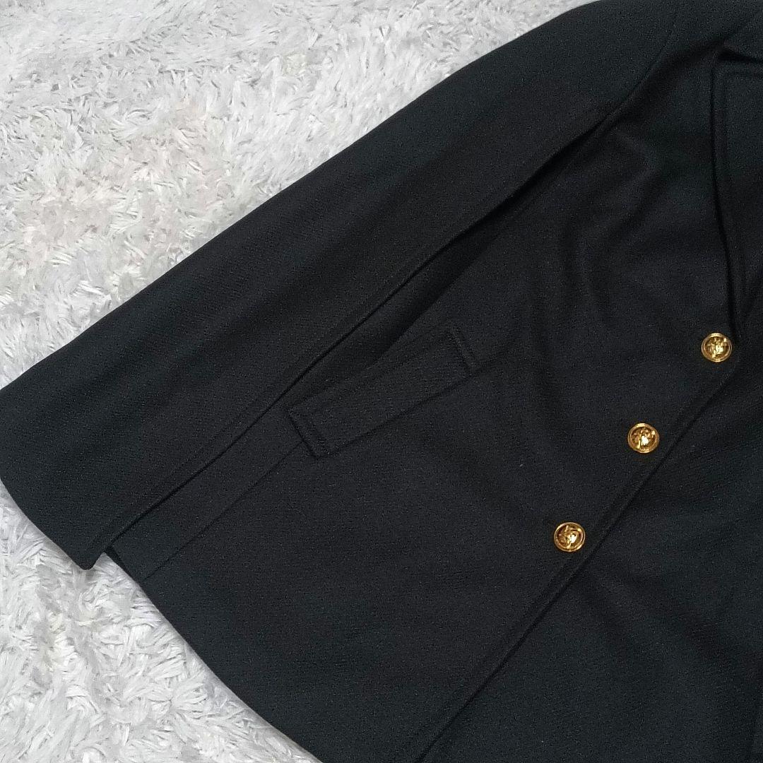 ZARA　ザラ　ケープコート　マンテコ　ポンチョ　金ボタン　ウール　L　黒