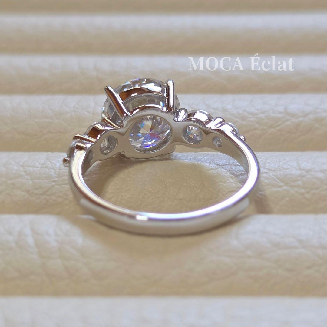 モアサナイト total3.8ct リング 5ストーン 8H8Aカット S925
