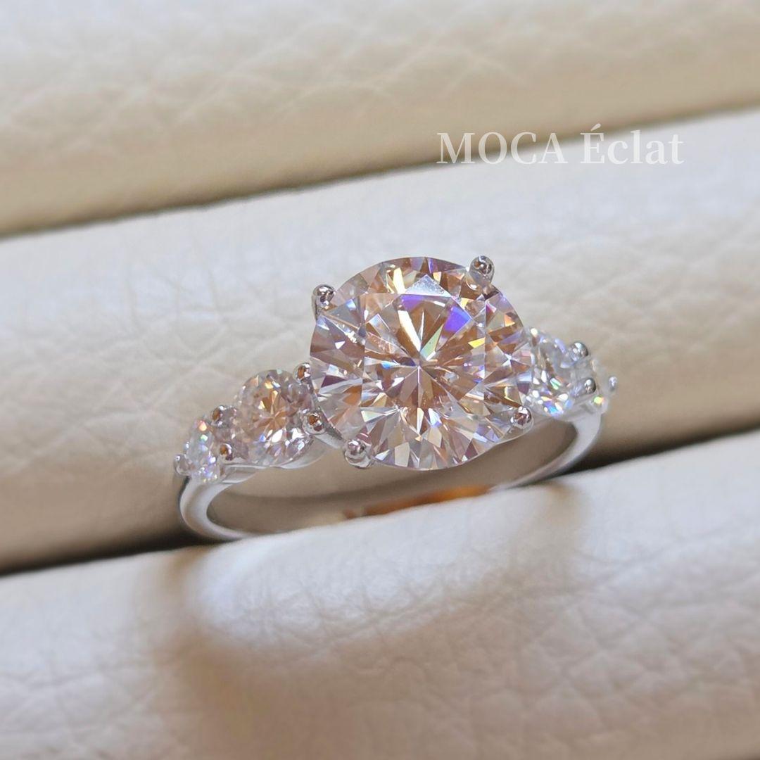 モアサナイト total3.8ct リング 5ストーン 8H8Aカット S925