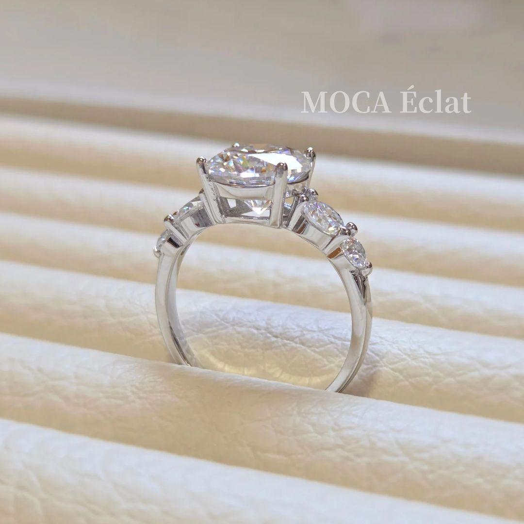 モアサナイト total3.8ct リング 5ストーン 8H8Aカット S925