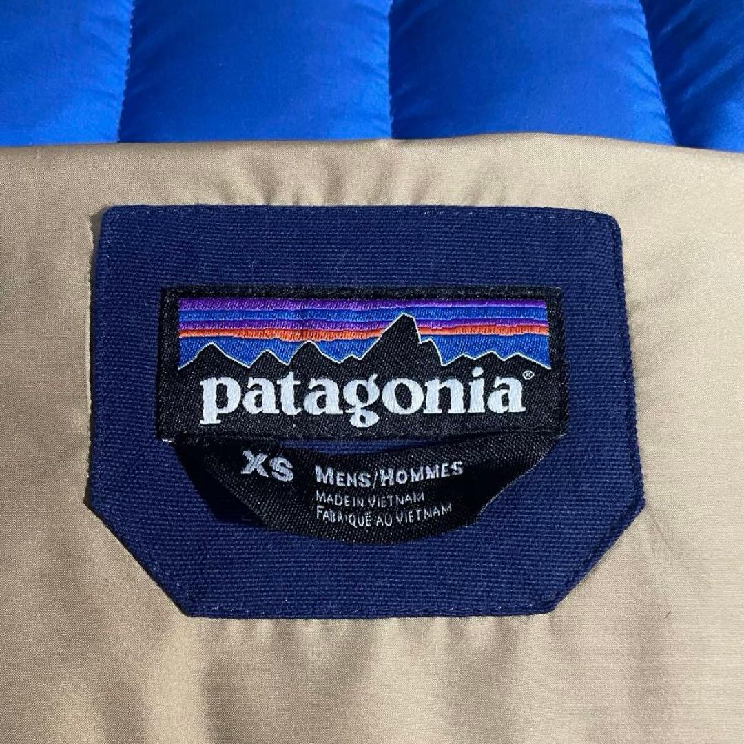 Patagoniaパタゴニア中綿ダウンベスト切替ハイネックフルジップ青×紺XS