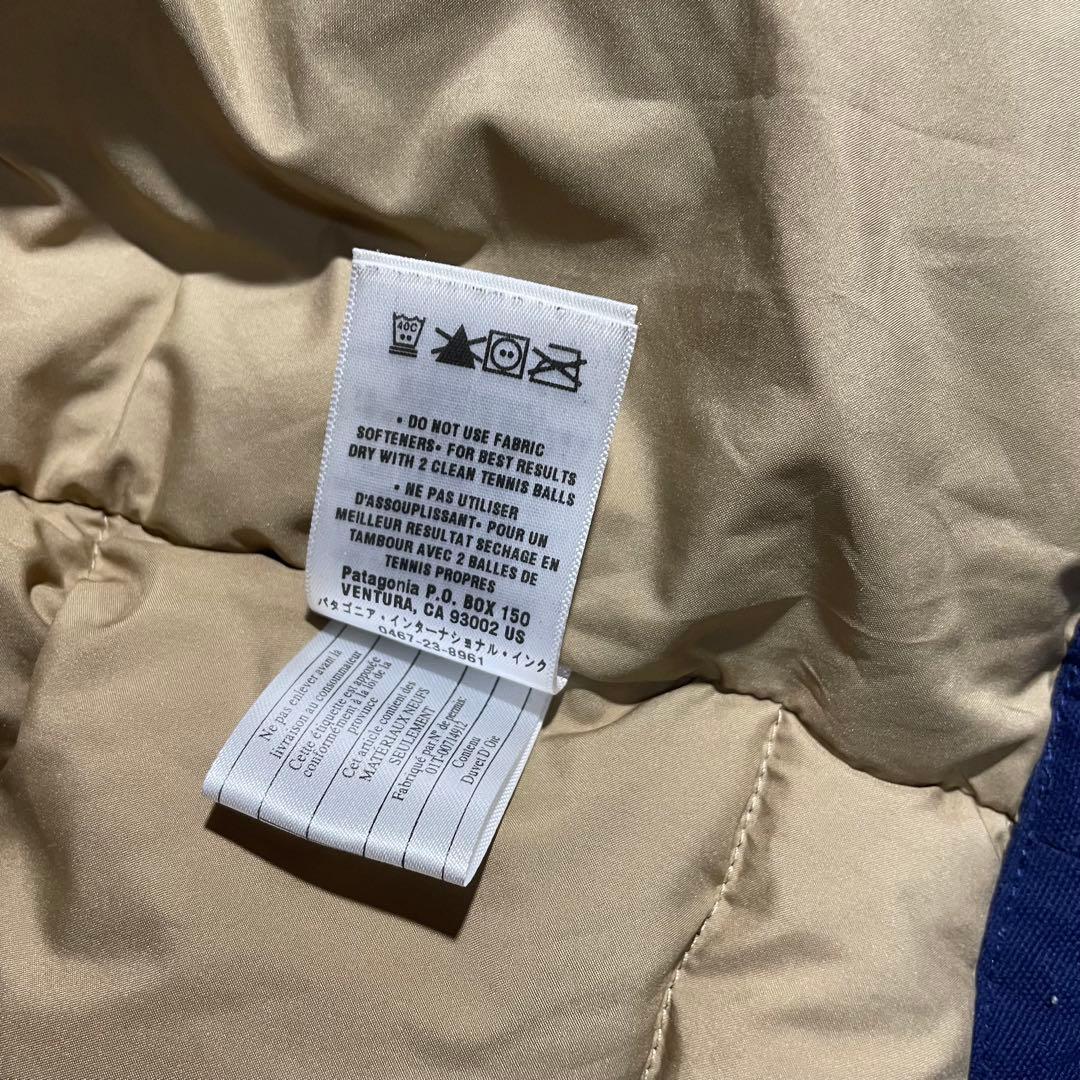 Patagoniaパタゴニア中綿ダウンベスト切替ハイネックフルジップ青×紺XS