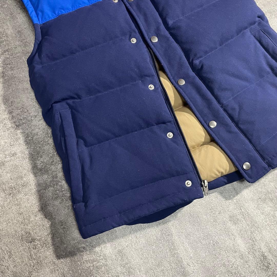 Patagoniaパタゴニア中綿ダウンベスト切替ハイネックフルジップ青×紺XS