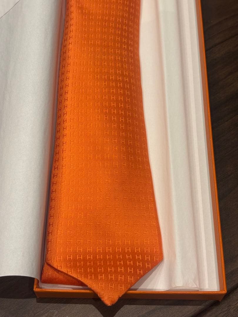 HERMES オレンジ ネクタイ